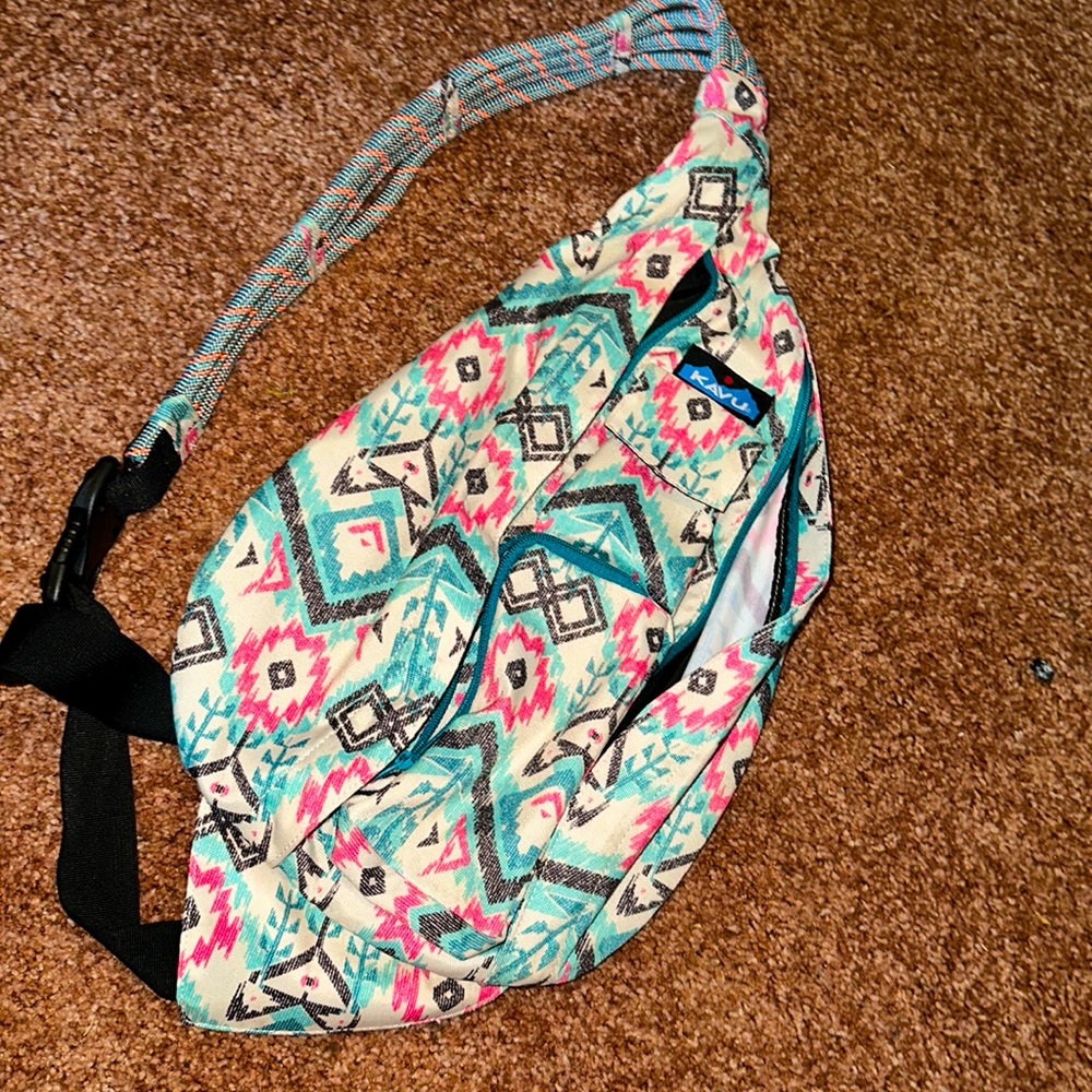 Pink, Blue, & White Kavu Sling Backpack